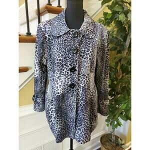 Women’s Outer Wear By Lisa Brown Pea Coat Size Large Animal Print
